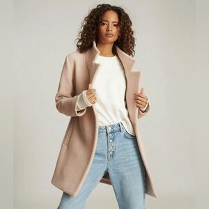 Reiss Sicily New w/tags - Wool Blend Mid Length Coat In Pale Pink/Blush, Size 2
